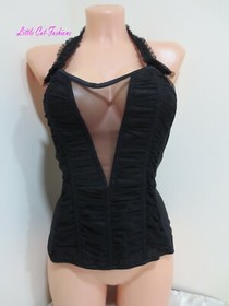 Ann Summers Anya Black Ruched Lace Corset Size 10 Free Post NWT