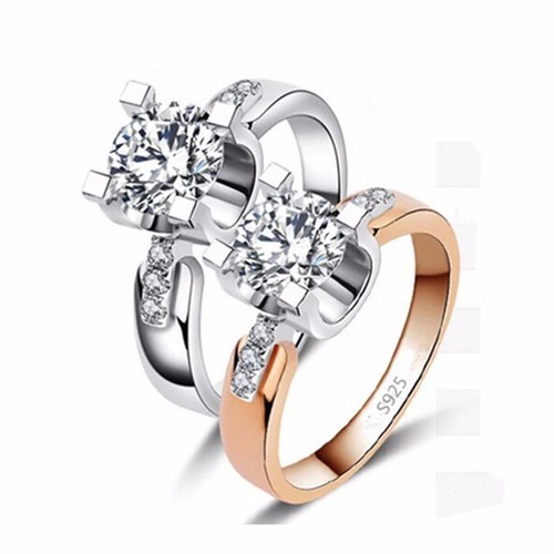 Damen Ring Rosegold 925 Silber 750 Gold vergoldet Zirkonia Damenring R3188L - Picture 8 of 9