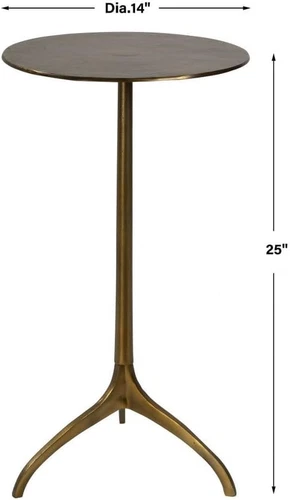 Antique Gold Tripod Accent Table by  - 14" Wide Elegance - Picture 3 of 4