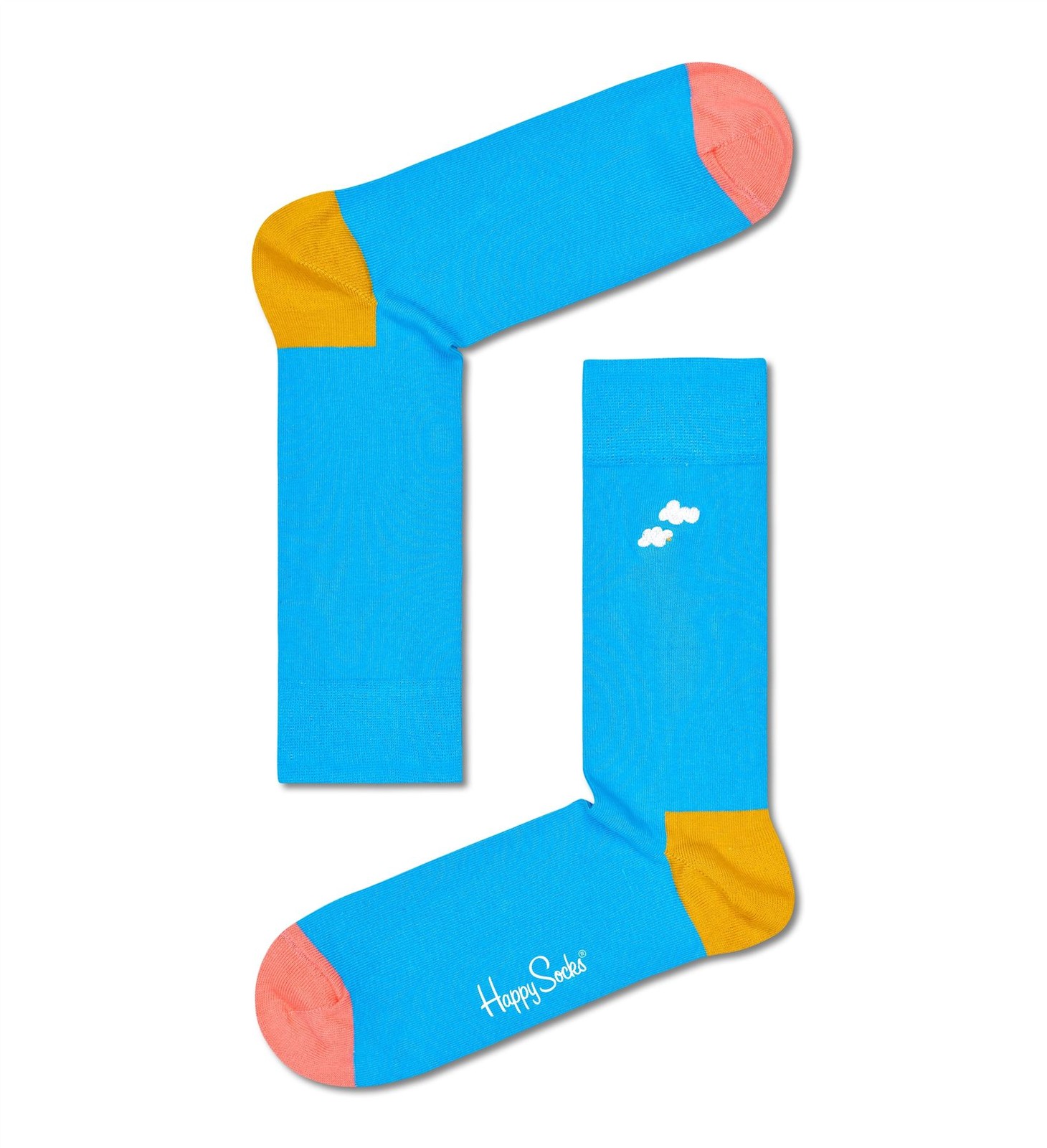 Happy Socks Crew Socks EU Size 41-46 Embroidery Cloudy