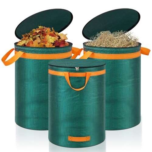 Eurhomewit 3 Pcs 272L Green Garden Waste Bags with  Assorted sizes
