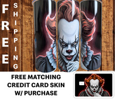 Pennywise 20oz Tumbler Travel Mug Cup Free Credit Card Skin Halloween Horror IT