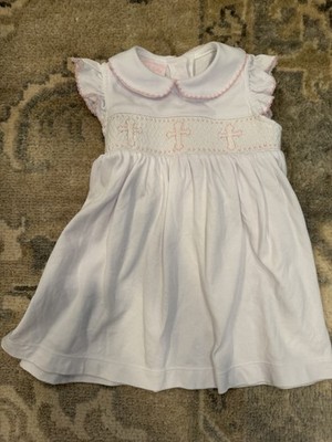 Petit Bebe Smocked Cross Pima Cotton Dress Baby Girl 12-18 Months