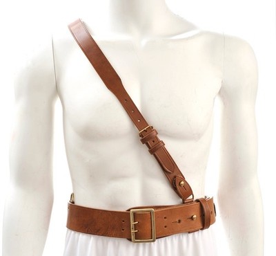 Sam Browne Belt with Shoulder Strap Brown Leather WW1 will fit 42''- 45''
