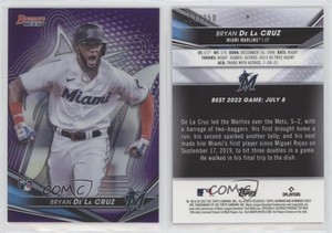 2022 Bowman's Best Purple Refractor /250 Bryan De La Cruz #8 Rookie RC