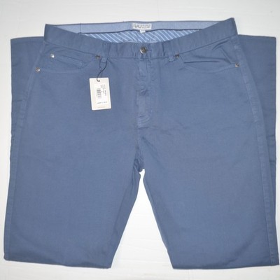 NWT PETER MILLAR Sateen Stretch Cotton 5 Pocket Navy Chino Pants Sz 36 x 34