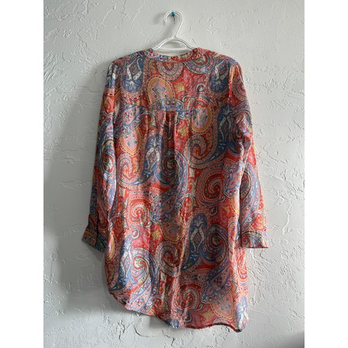 Camicia tunica leggera Molly Bracken stampa paisley donna grande boho costiero - Foto 6 di 9