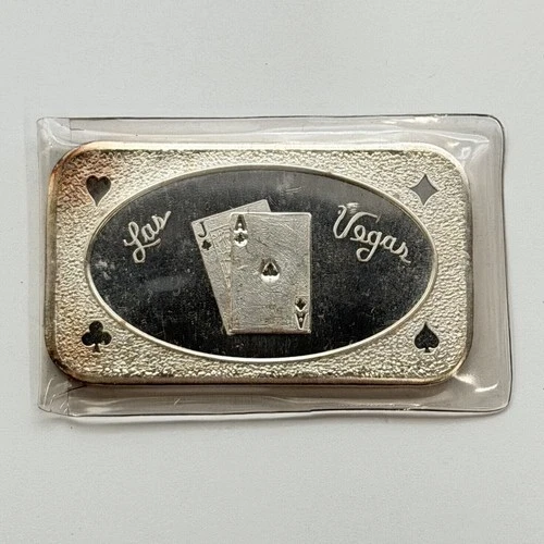 Vintage Mother Lode Mint Las Vegas Blackjack 1oz .999 Silver Art Bar Bullion