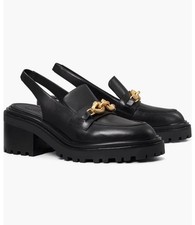 NiB TORY BURCH Jessa Lug Slingback Loafer In Perfect Black size 8