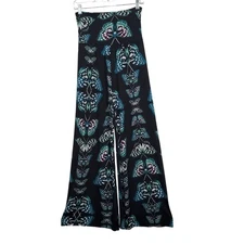 Yelete Leg Wear S Pants High Foldover Waist Butterfly Print Wide Flowy Stretch