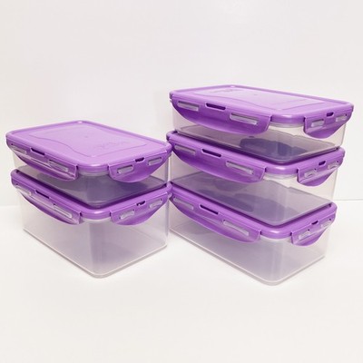 LocknLock 5-Piece Stackable Rectangle Food Storage Containers K90941 LILAC