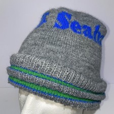 Seattle Seahawks Striped 80's Vintage Beanie 'Property of Seahawks'