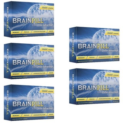 BRAIN PILL (5 Pack) Nootropics Faster Memory Focus Mental Stamina BrainPill