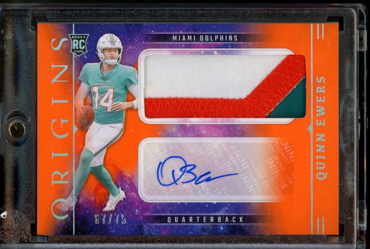 Quinn Ewers 2025 Panini Origins Rookie Jumbo Patch Autographs Orange #/75