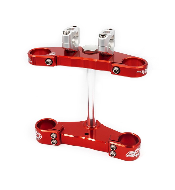Té de fourche complet S3 Ø39mm rouge rigide en aluminium CNC pour fourche Tech