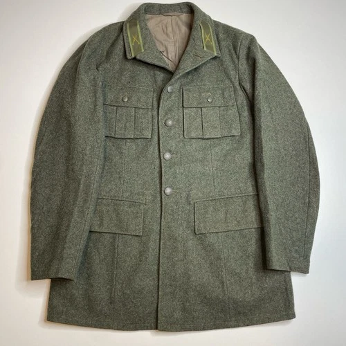 Vintage Swedish Army WWII M39 Field Coat Wool Jacket 1940s Military Medium Green