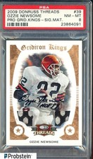 2009 Donruss Threads Gridirion Kings Ozzie Newsome HOF GU Jersey AUTO /25 PSA 8