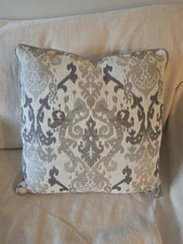 Elegant Decorative Pillow for Sofa Soft Fabric with Grey Damask Pattern