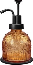 Luxury Vintage Amber Glass Soap Dispenser Black Pump Bathroom Kitchen Decor
