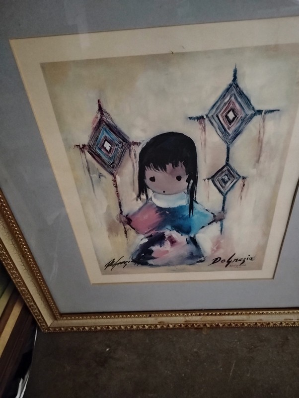 HEAVENLY BLESSINGS Ted De Grazia American Indian Art SIGNED Framed Art