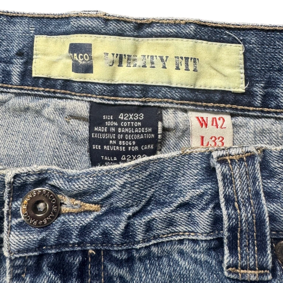 PACO Jeans Utility Fit Carpenter Jeans Denim Light Wash Mens Size 42x33 VTG 90s - Image 3 of 4