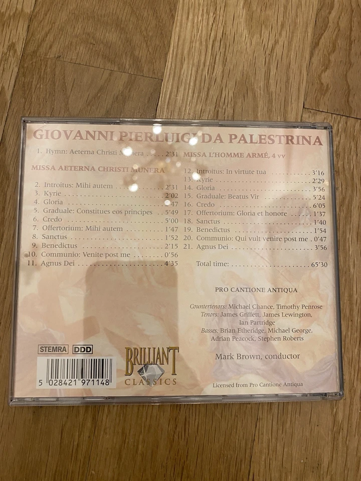 Palestrina Missa Aeterna Christi Munera L Homme Arme 4vv Pro Cantione Antiqua CD - Bild 2 von 2
