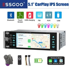 5" Wireless Car Stereo Apple CarPlay Single Din USB FM Radio Touch Screen SWC BT
