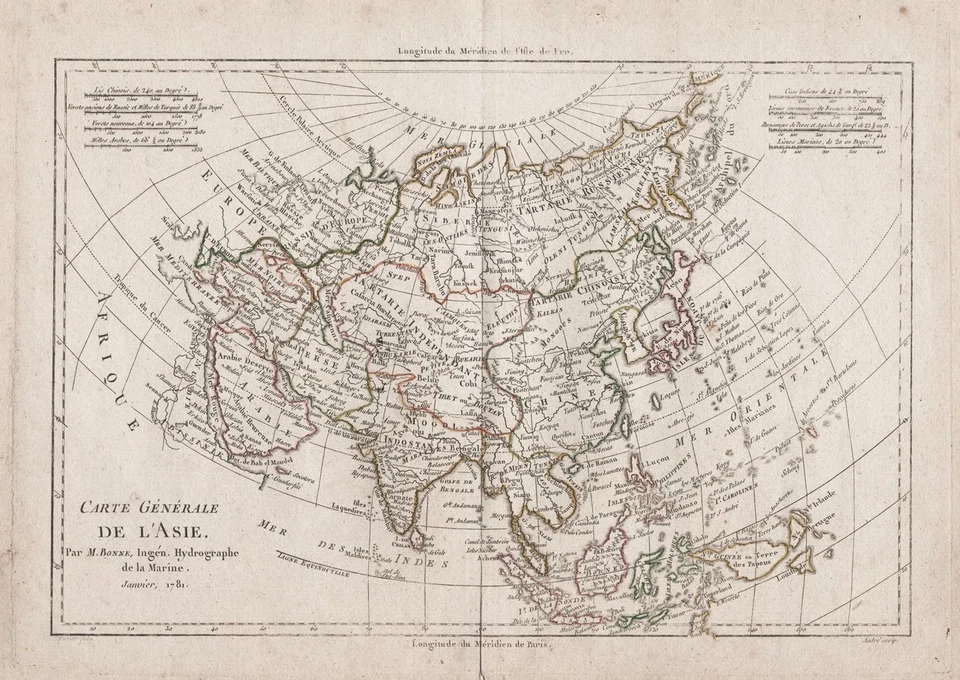 Asia Asie Asien continent Kontinent Korea Japan Philippines map Karte Bonne 1781 - Bild 1 von 1