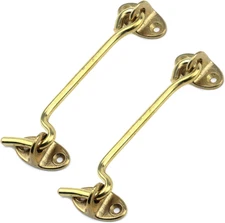 Privacy Hook and Eye Latch 4" Brass Gate Latch Barn Door Lock Cabin Hooks with M