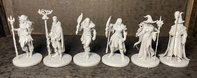 6 Warrior Wizard Barbarian Druid Dungeons and Dragons Miniatures DnD Minis 32mm