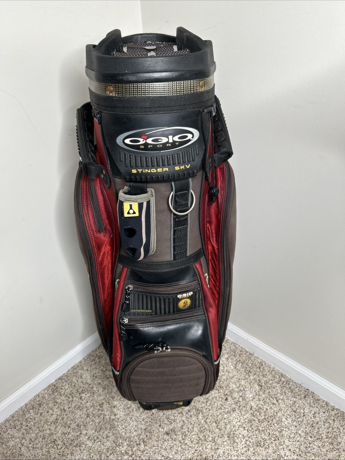 OGIO Stinger SKV Golf Club Bag Cart Carry Strap 10 Way Red Black