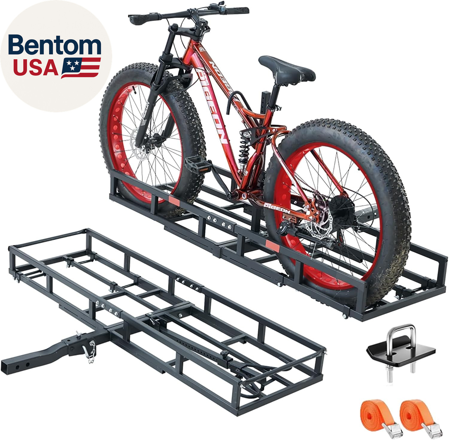 Hitch-Mount Bike Rack for Ebike Heavy-Duty - Comes with Cargo Carrier Fits 2 Ele