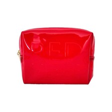 YSL Beaute Red Vibes Cosmetic Pouch Bag Travel Purse Medium Patent Zip Top NEW