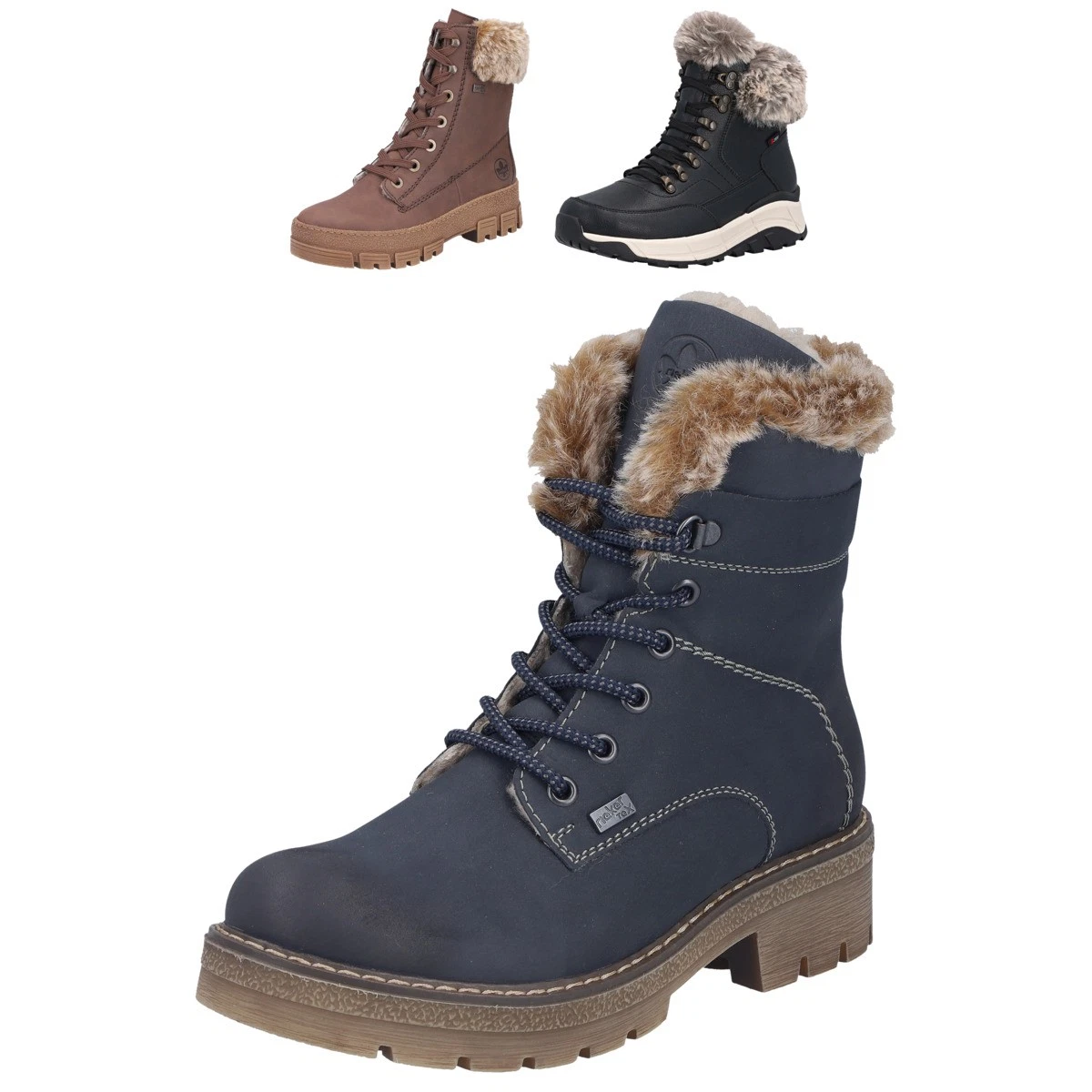 Rieker Bottines Femme 72258 - Bottines Courtes Bleu Foncé, Confortables Et Stylées Pour Toutes Les Occasions
