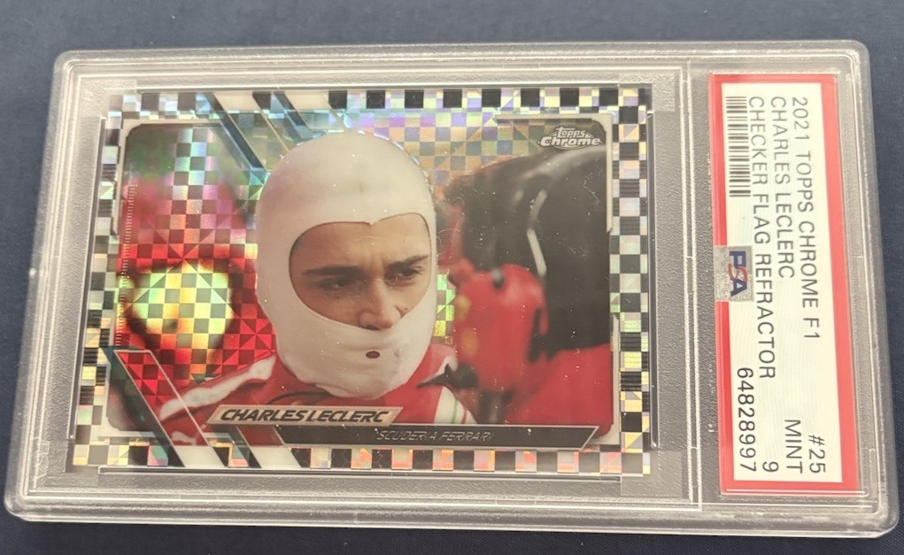 CHARLES LECLERC Ferrari 2021 Topps Chrome F1 CHECKER FLAG REF. #25 PSA 9 🔴⭐️🏁
