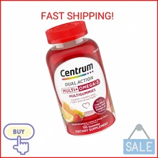 Centrum MultiGummies Multi+ Omega 3 Dual Action, Adult Multivitamin, Multivitami