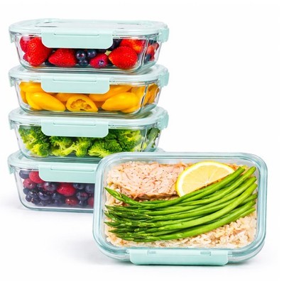 Glas Frischhaltedose 5er Set Innoteck 1040ml Schnappdeckel Spülmaschinenfest