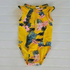 Cat  Jack Girls One Piece Tropical Swimsuit Size 12 Months Yellow