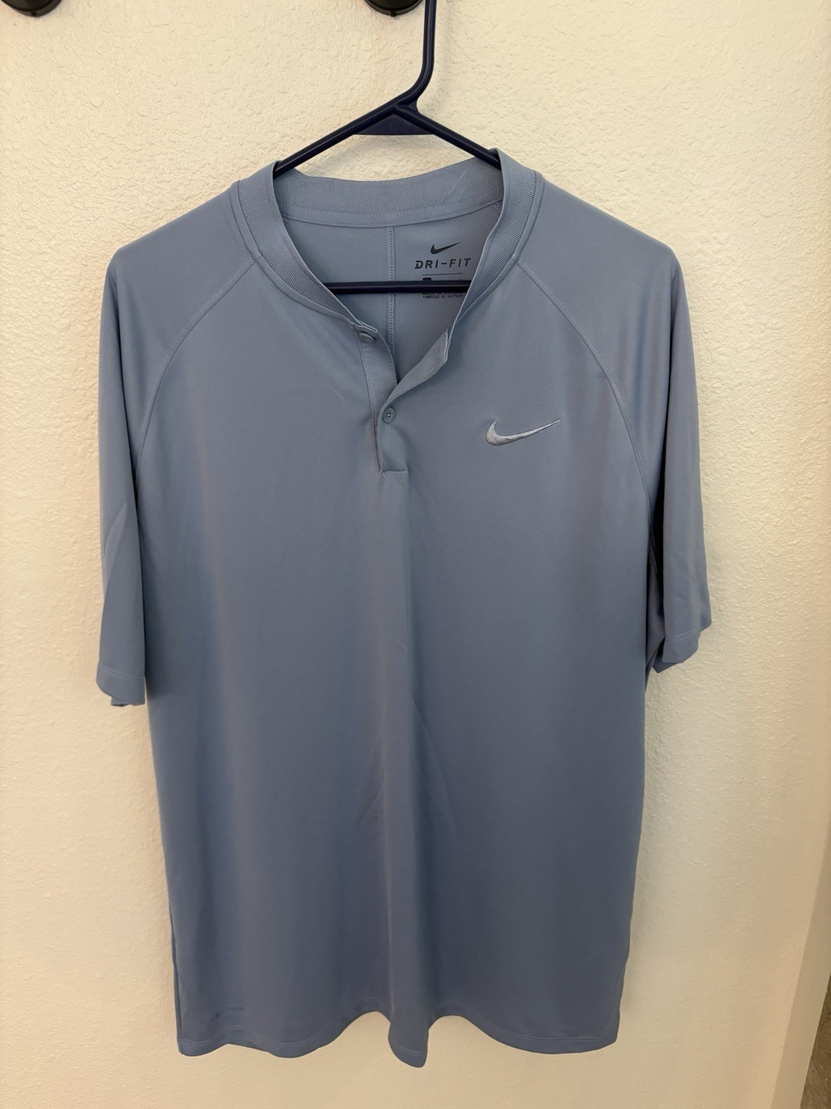 Nike Dri-FIT Blade Polo Shirt Men's XL Steel Blue Golf Performance Short Sleeve