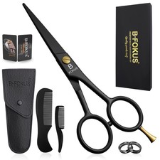 5" Premium Beard Mustache Scissors, Black High Carbon Stainless Steel Beard S...