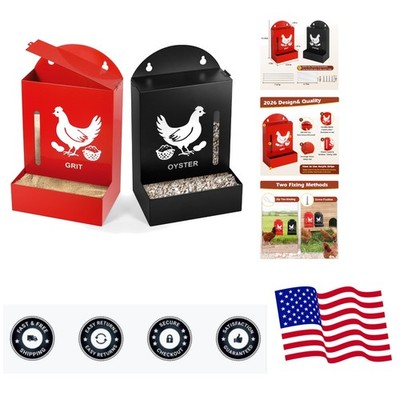Gravity Design Chicken Grit & Oyster Shell Feeder - Easy to Monitor and Install