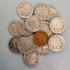 16 Buffalo Nickels + Indian Head Cent Lot Mixed Dates Vintage U.S. Coins