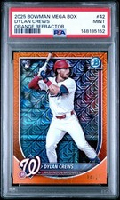 2025 BOWMAN MEGA BOX CHROME 42 DYLAN CREWS ORANGE REFRACTOR PSA 9 /25