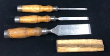 VINTAGE SET OF 3 pc.~ MARPLES~  MORTISE WOOD CHISELS ~SHARP~