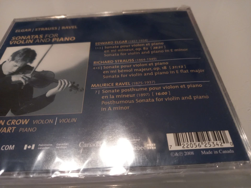 Jonathan Crow • Sonatas for Violin and Piano CD 💿 NEU OVP Elgar Strauss Ravel - Bild 3 von 4