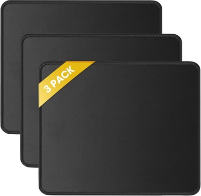 JIKIOU 3 Pack Mouse Pad with Stitched Edge, Comfortable Pads Black 