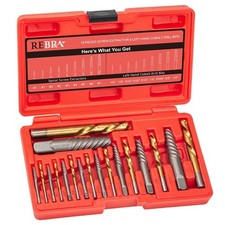 Screw Extractor Set, 37# Cr-Mo & 6542 HSS Steel Cobalt Left-Hand Drill Bit, Eas