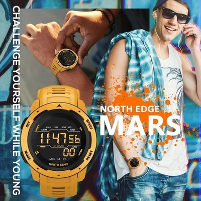 NORTH EDGE Mars Mens Digital Watch Women Sportswatch Dual Time Running Pedometer