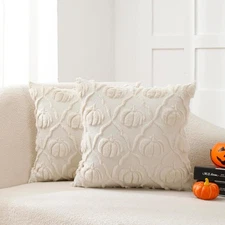 VAKADO Halloween Fall Throw Pillow Covers 18x18 18 x 18 (Pack of 2), Cream 