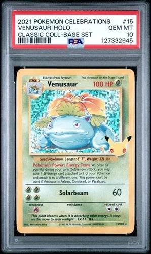 PSA 10 Venusaur 15/102 Celebrations Classic Collection Holo Graded Pokemon Card